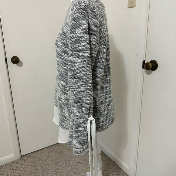 Simply vera tunic mixed material pullover sweater ruffled sleeve office blouse L - Picture 6 of 7